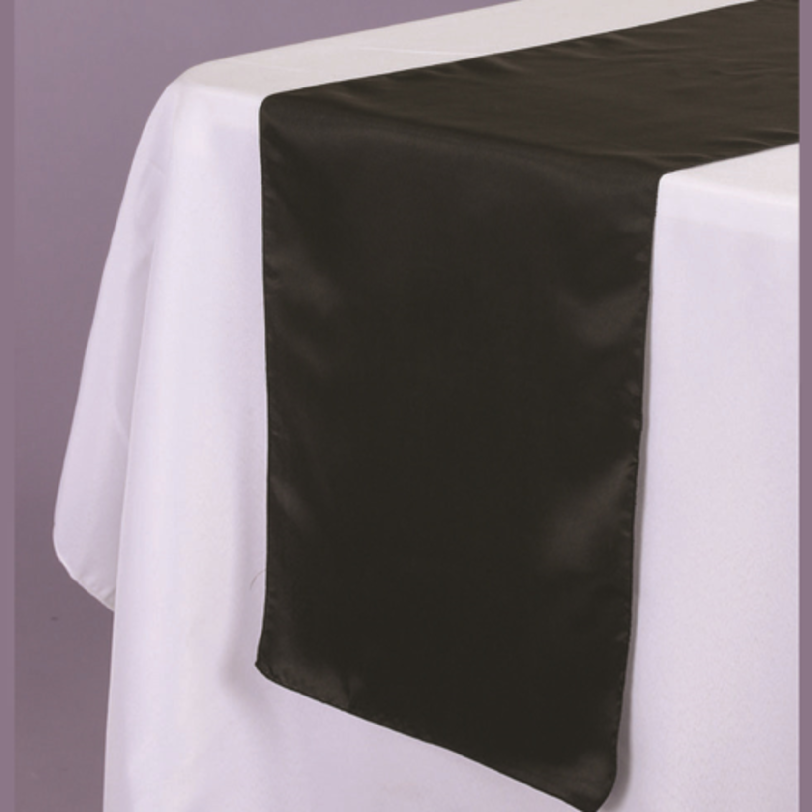 14’’ X 108’’ BLACK SATIN FABRIC TABLE RUNNER