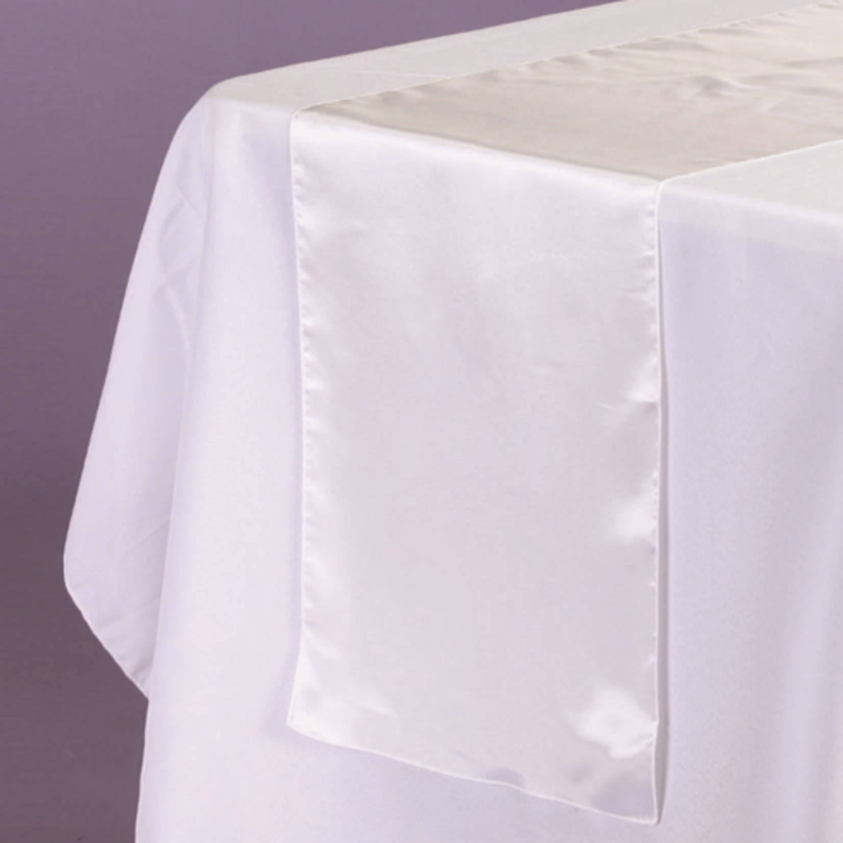 14’’ X 108’’ WHITE SATIN FABRIC TABLE RUNNER