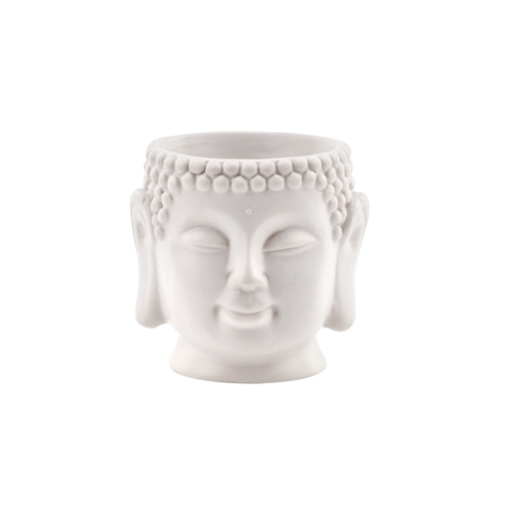 3" H x 2.25" W x 2.25" L SMALL WHITE CERAMIC BUDDHA PLANTER ND
