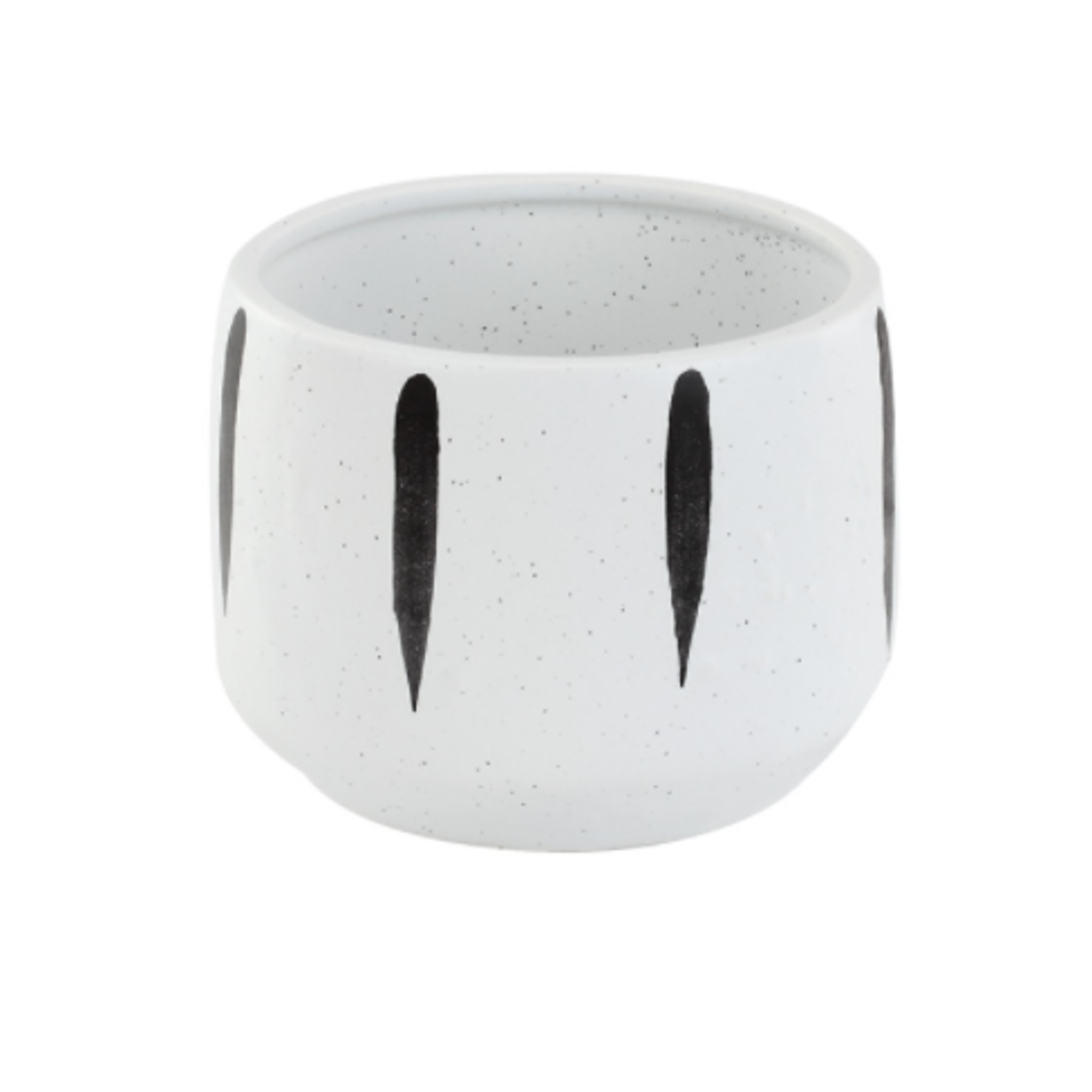 40% off was $7 now $4.19. 3.75" H x 4.25" W x 4.25" L WHITE W BLK STRIPES PLANTER