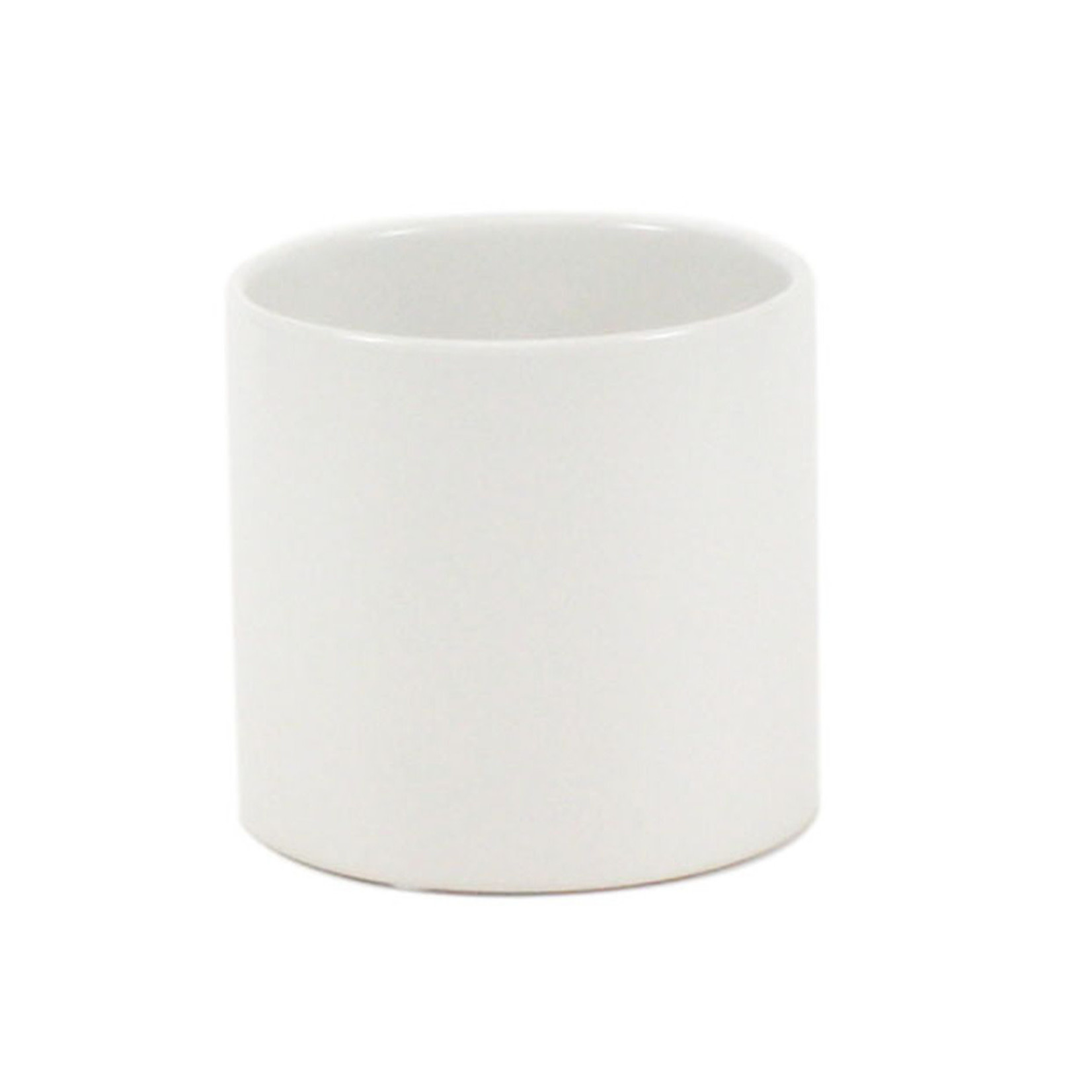 8”X8” MATTE WHITE CERAMIC CYLINDER VASE POT