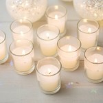 IVORY CANDLE IN 2" ROUND GLASS