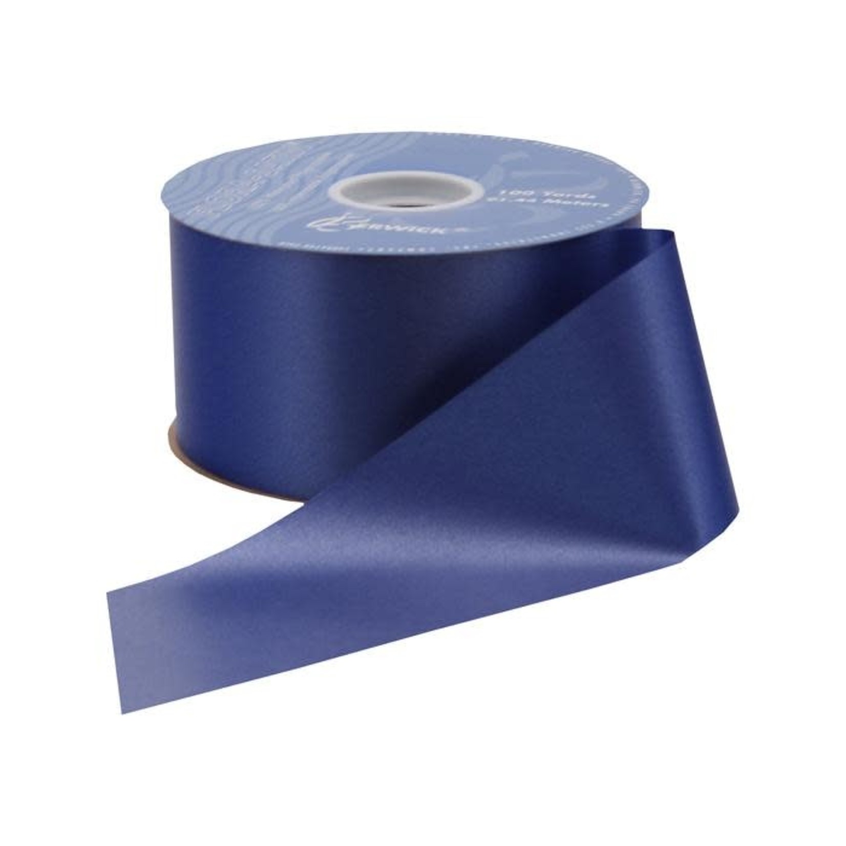 1.5" FLORAL SATIN RIBBON  #9 100 YD NAVY