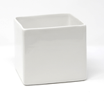 6" X 6" X 6"  WHITE GLOSSY CERAMIC CUBE