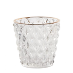 3.25"H X 3.5" CRISTAL GLASS VOTIVE 35761.00(24) 50% off was $6.50 now $3.25.