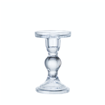 5.5"H X 3.5"  GLASS PILLAR AND TAPER CANDLEHOLDER