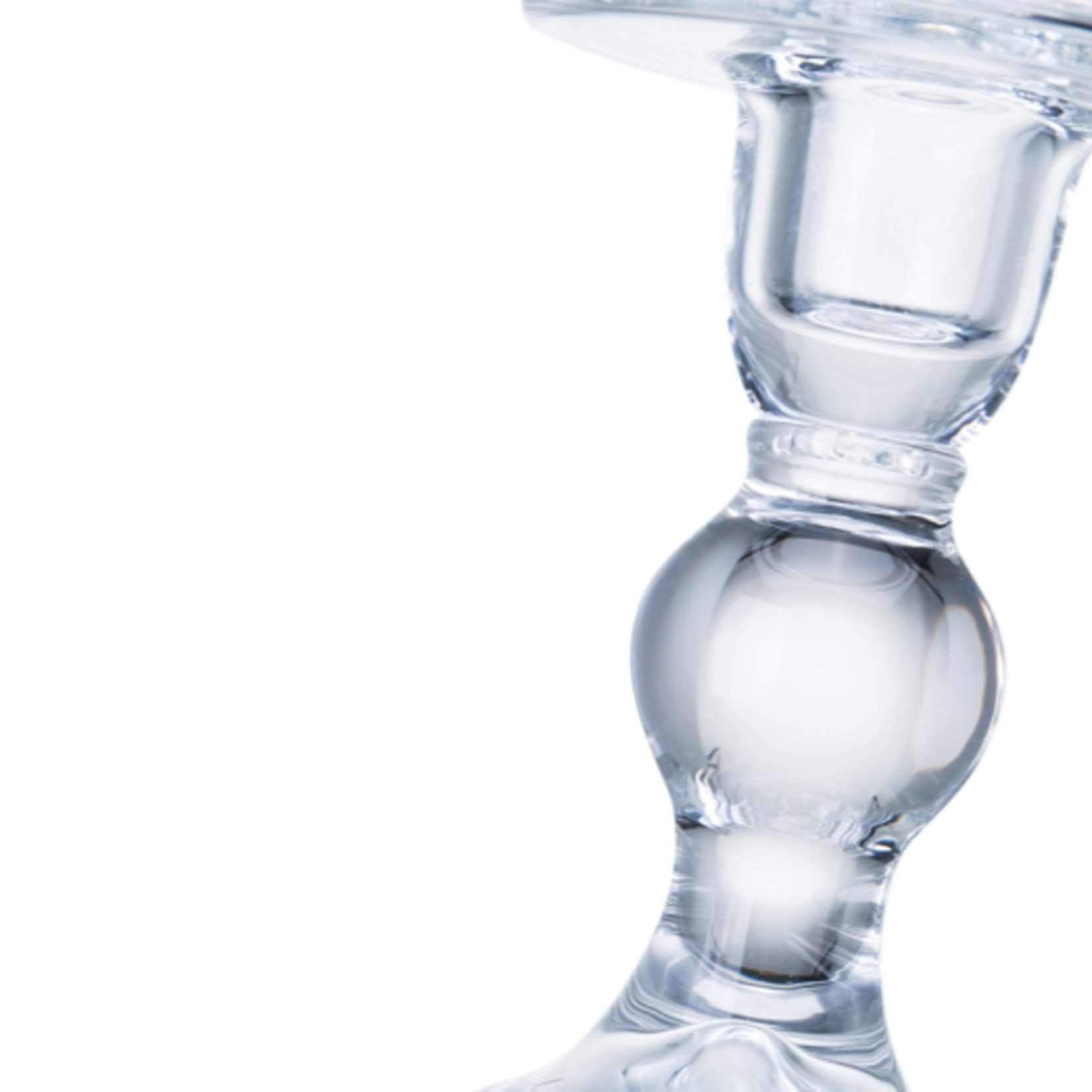 5.5"H X 3.5"  GLASS PILLAR AND TAPER CANDLEHOLDER