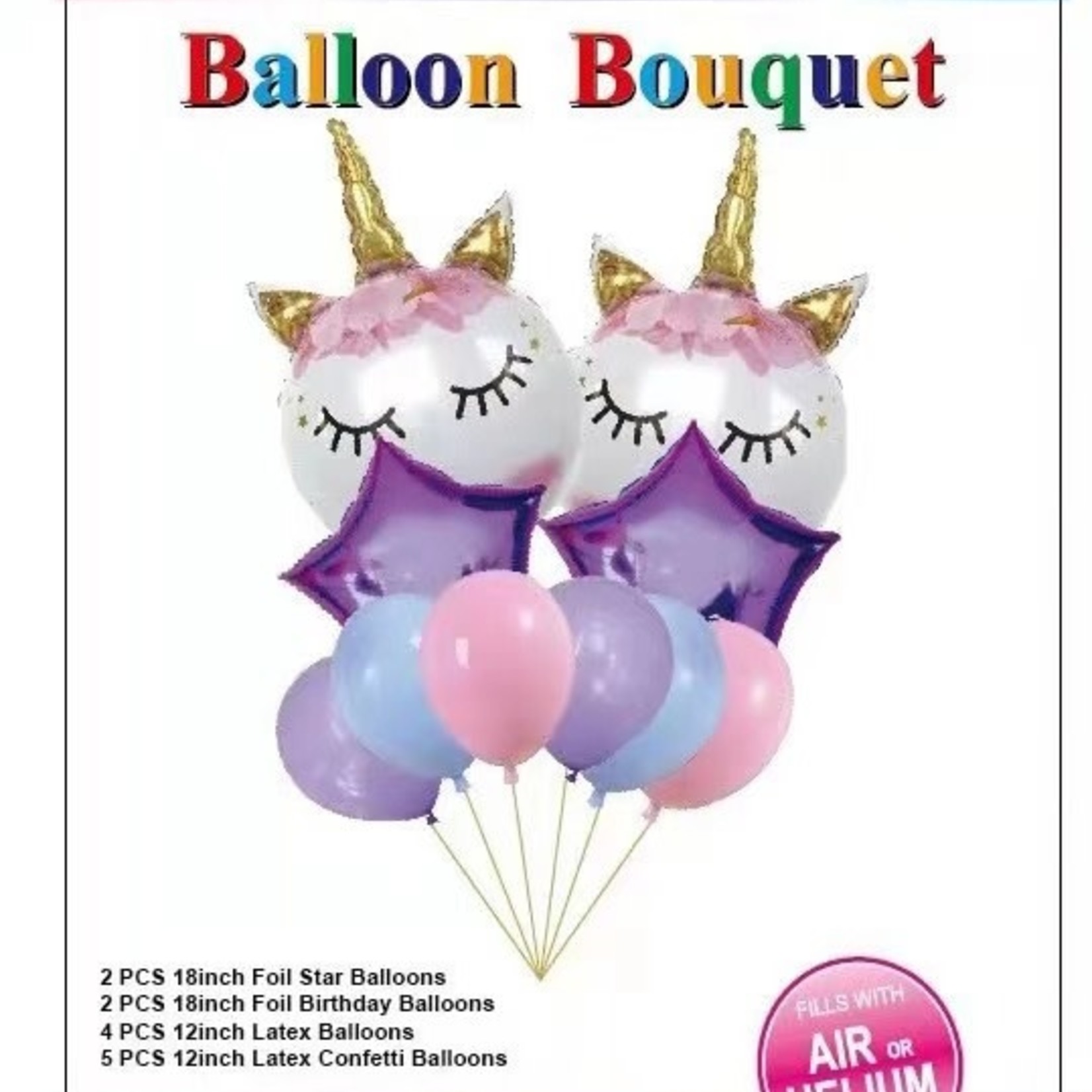 10 PCS UNICORN BALLOON BOUQUET