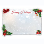 “HAPPY HOLIDAYS” POINSETTIAS W EVERGREEN BOWS CAPRI CARD