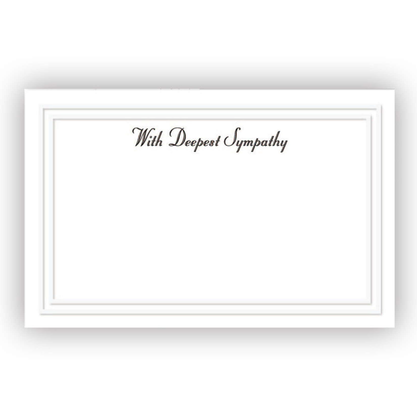 “WITH DEEPEST SYMPATHY” FRONT IMPRINT PLAIN BACK 3 1/2″ x 2 1/4″