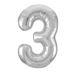 34" SILVER FOIL BALLOON NUMBER-3