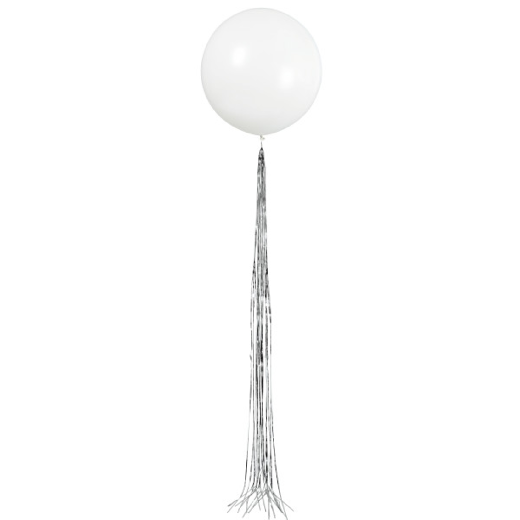 24’’ WHITE BALLOON KIT W/ SILVER TASSLE