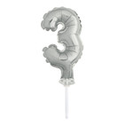 5’’ SILVER FOIL BALLOON #3 CAKE TOPPER