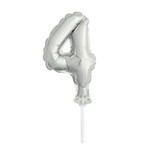 5’’ SILVER FOIL BALLOON #4, CAKE TOPPER