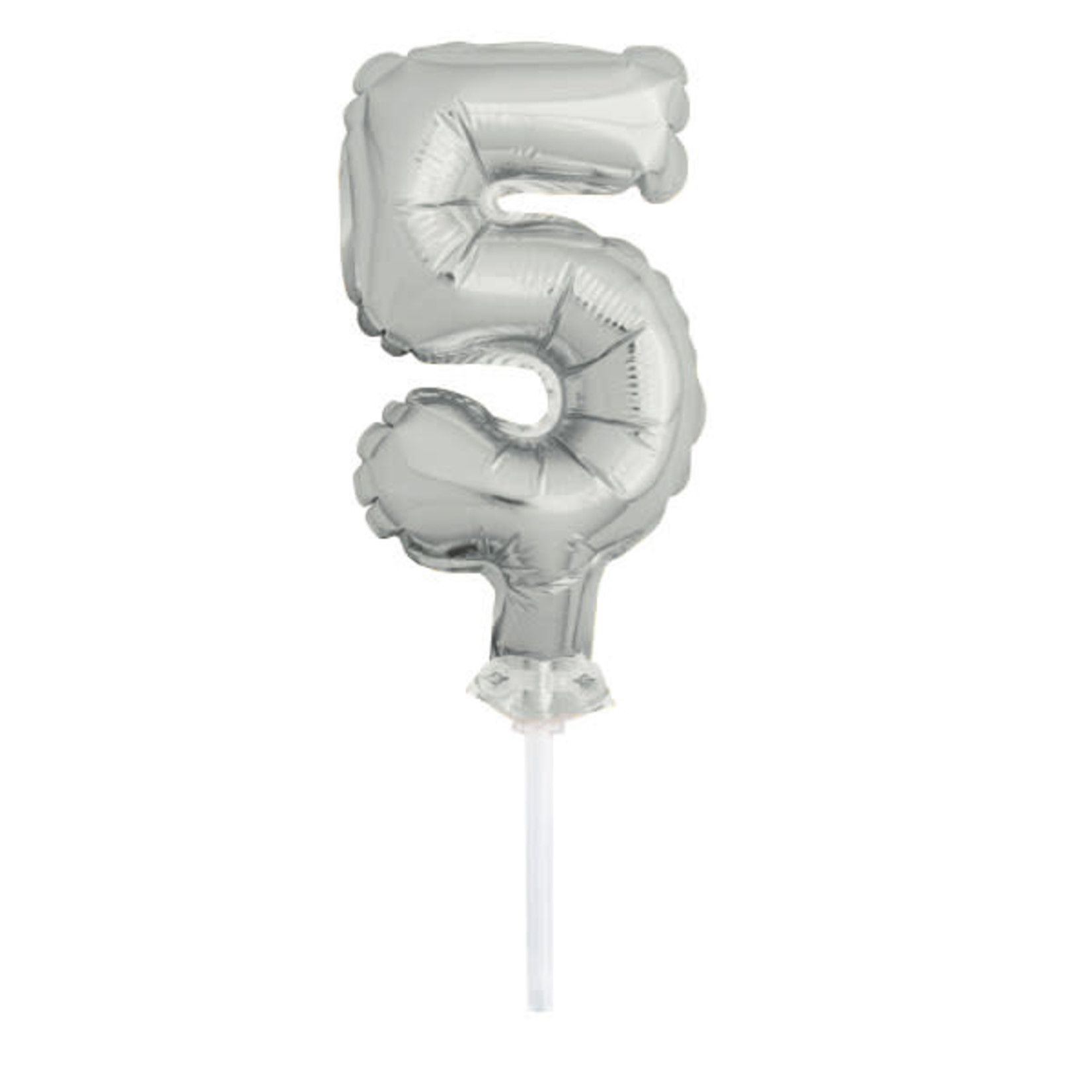 5’’ SILVER FOIL BALLOON #5, CAKE TOPPER reg $1.69