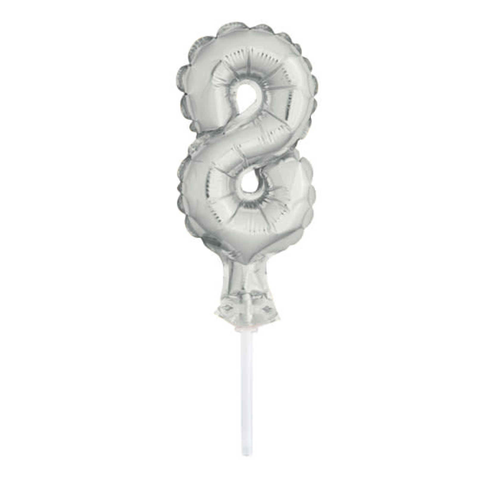 5’’ SILVER FOIL BALLOON #8, CAKE TOPPER reg $1.69