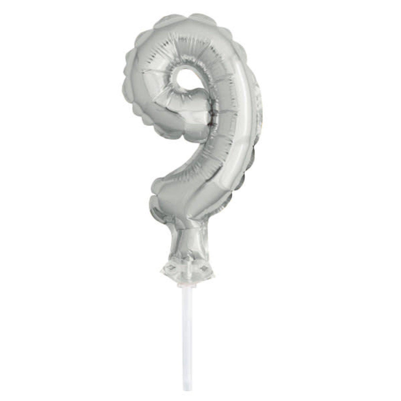 5’’ SILVER  FOIL BALLOON #9, CAKE TOPPER, reg $1.69