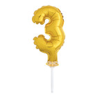 5’’ GOLD FOIL BALLOON #3, CAKE TOPPER