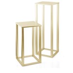Small: H- 32” D- 10” x 10” GOLD METAL STAND POWDER GOLD REMOVABLE TOP