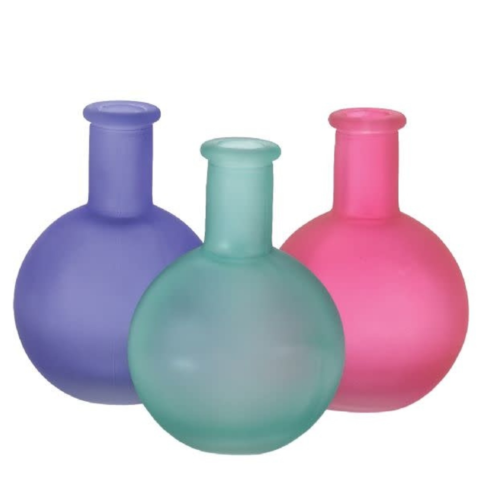 7.5" X 1.75" OPEN BUD VASE FROSTED GLASS ASSORTED COLORS PER BOX