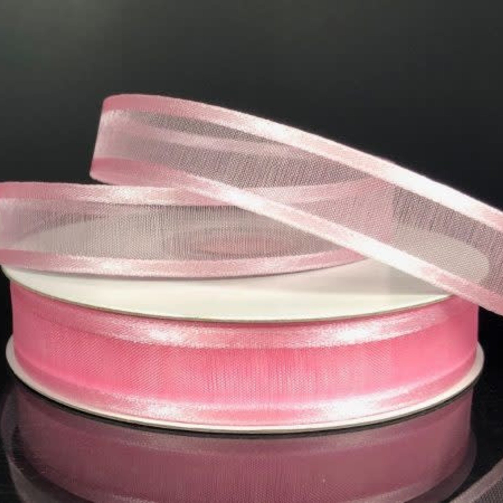 SHEER CHIFFON RIBBON SATIN EDGE 5/8 x 25 YD LIGHT PINK - QUALITY WHOLESALE