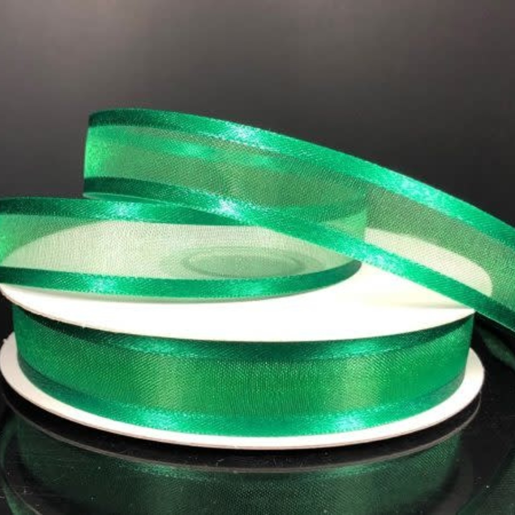 SHEER CHIFFON RIBBON SATIN EDGE 5/8"" x 25 YD EMERALD