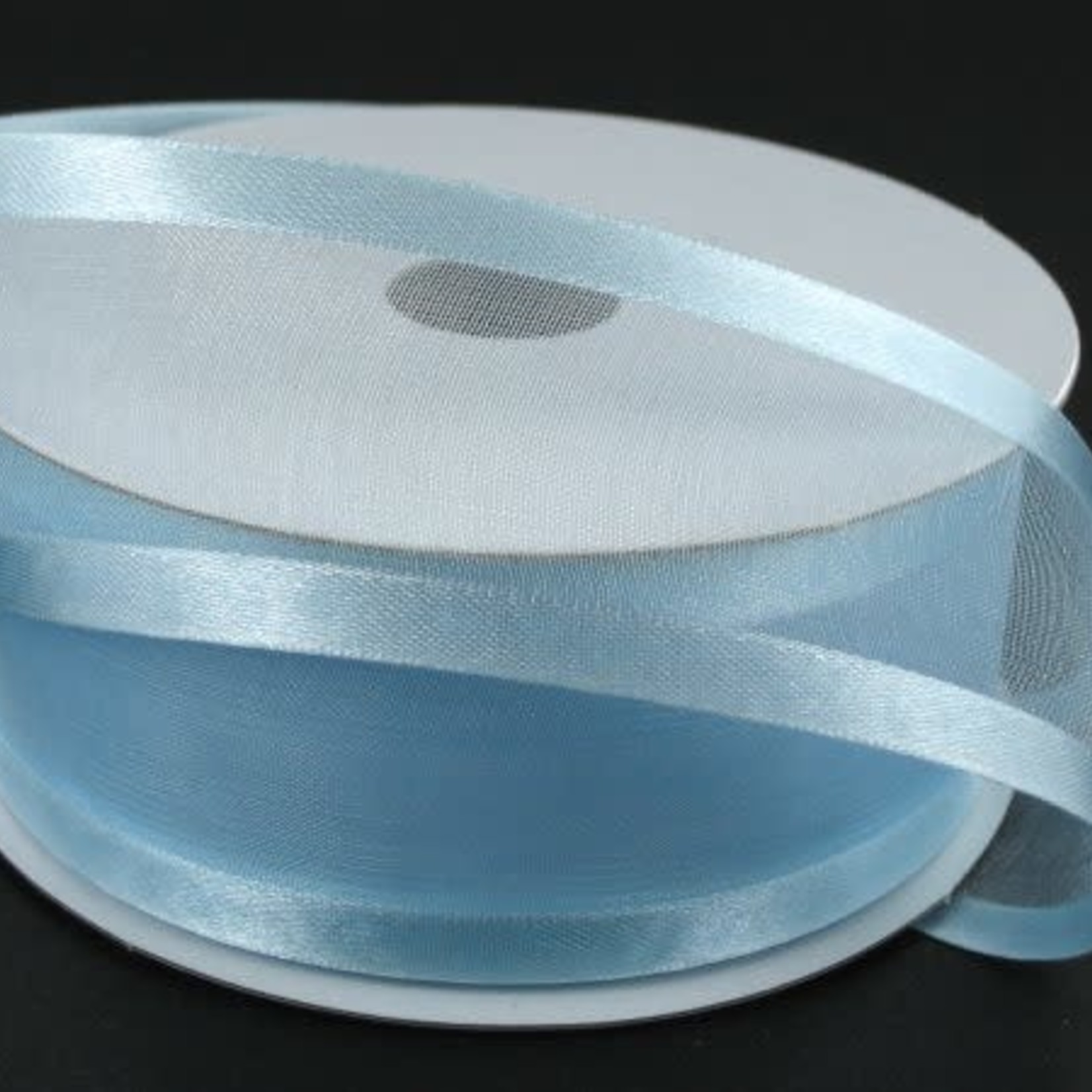 SHEER CHIFFON RIBBON SATIN EDGE 1.5"" x 25 YD LIGHT BLUE