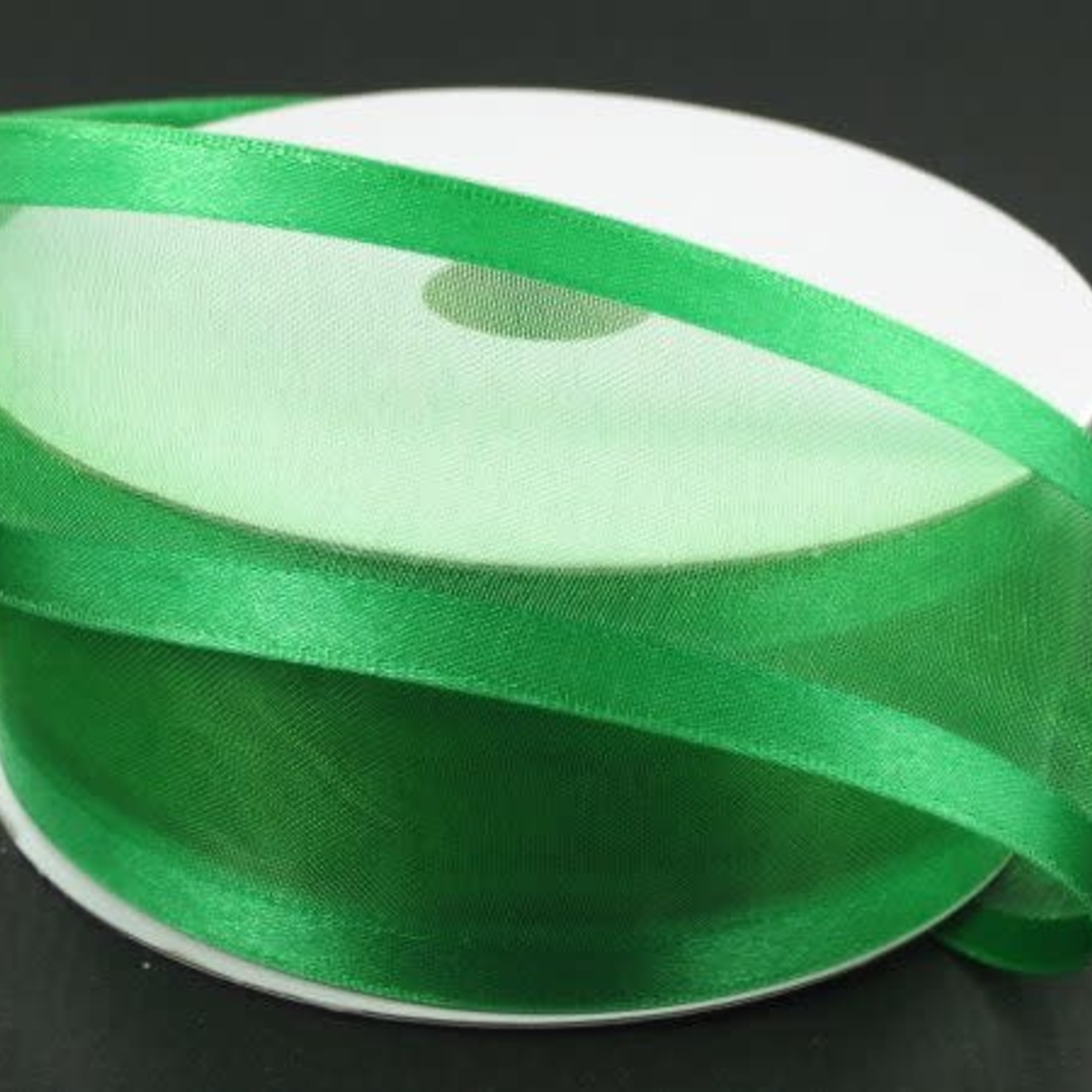 SHEER CHIFFON RIBBON SATIN EDGE 1.5"" x 25 YD EMERALD