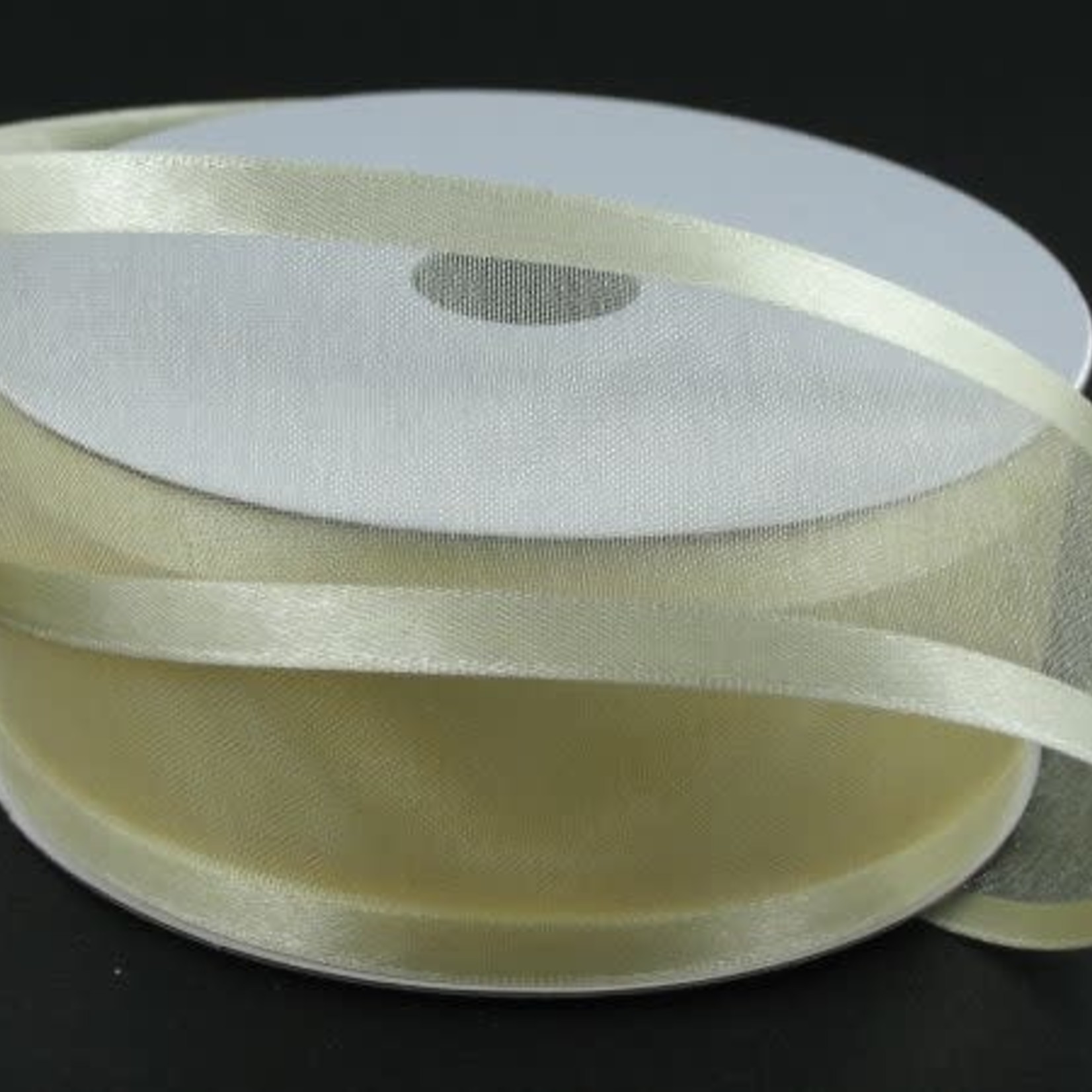 SHEER CHIFFON RIBBON SATIN EDGE 1.5"" x 25 YD IVORY