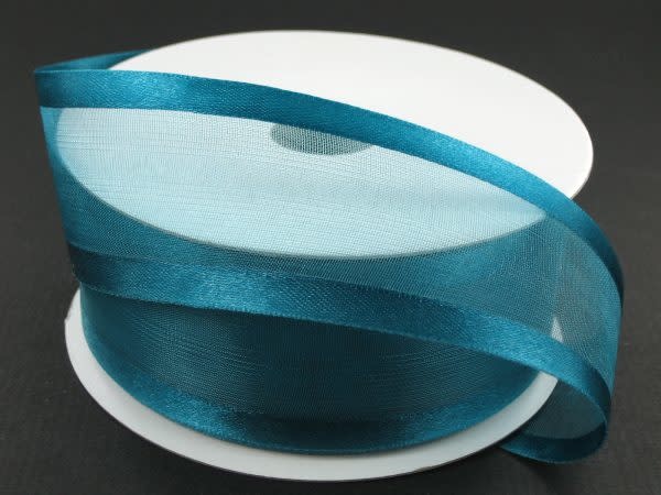 SHEER CHIFFON RIBBON SATIN EDGE 5/8 x 25 YD TEAL - QUALITY WHOLESALE