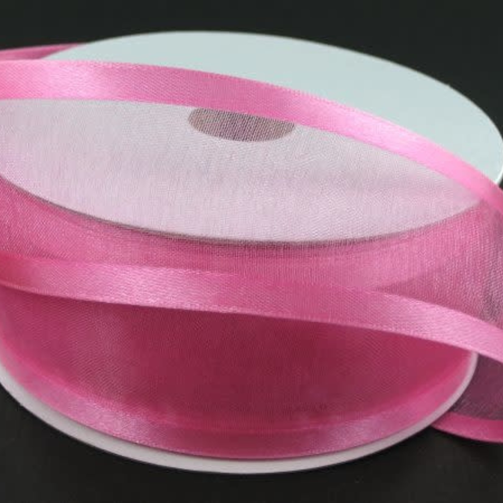 SHEER CHIFFON RIBBON SATIN EDGE 1.5"" x 25 YD HOT PINK
