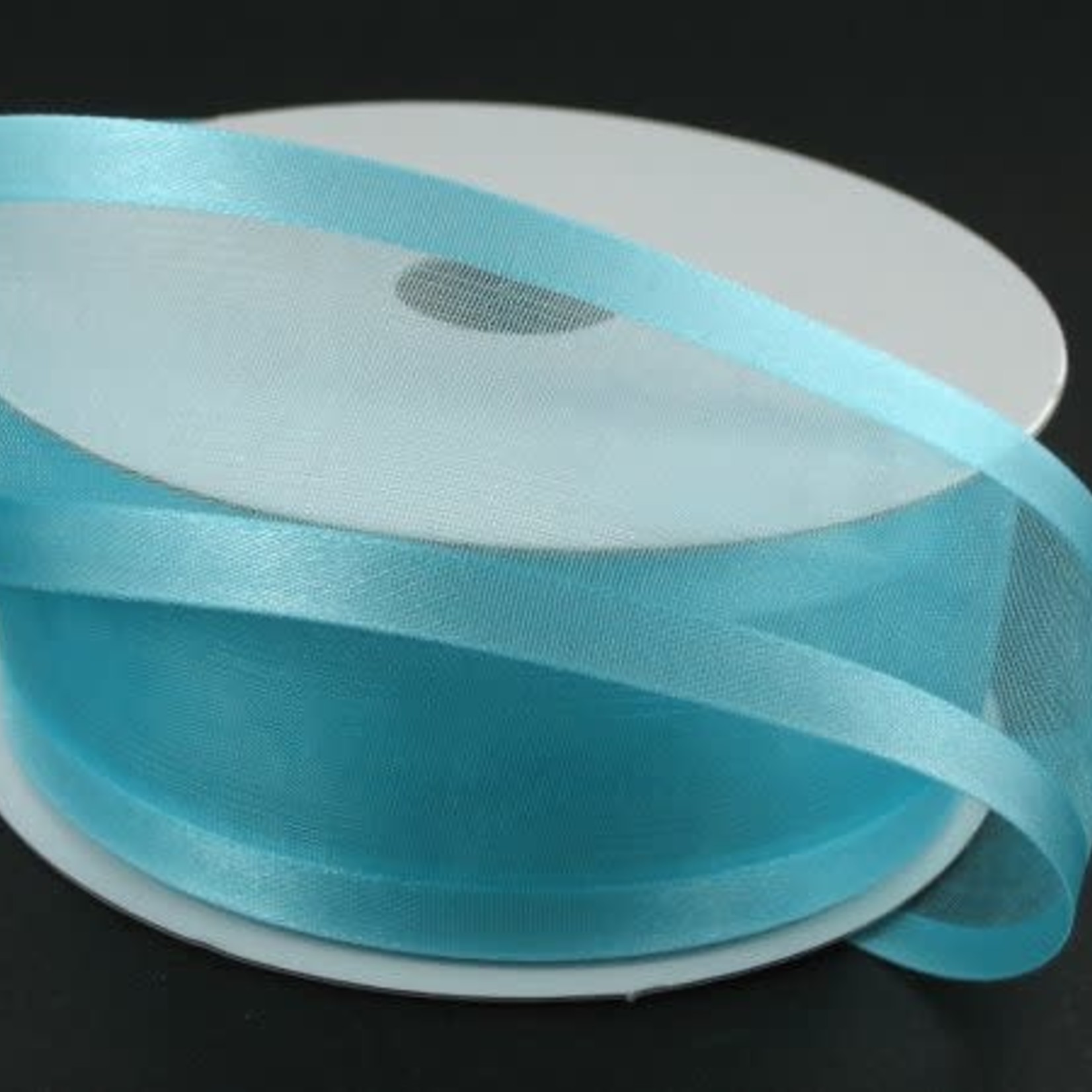 SHEER CHIFFON RIBBON SATIN EDGE 1.5"" x 25 YD AQUA