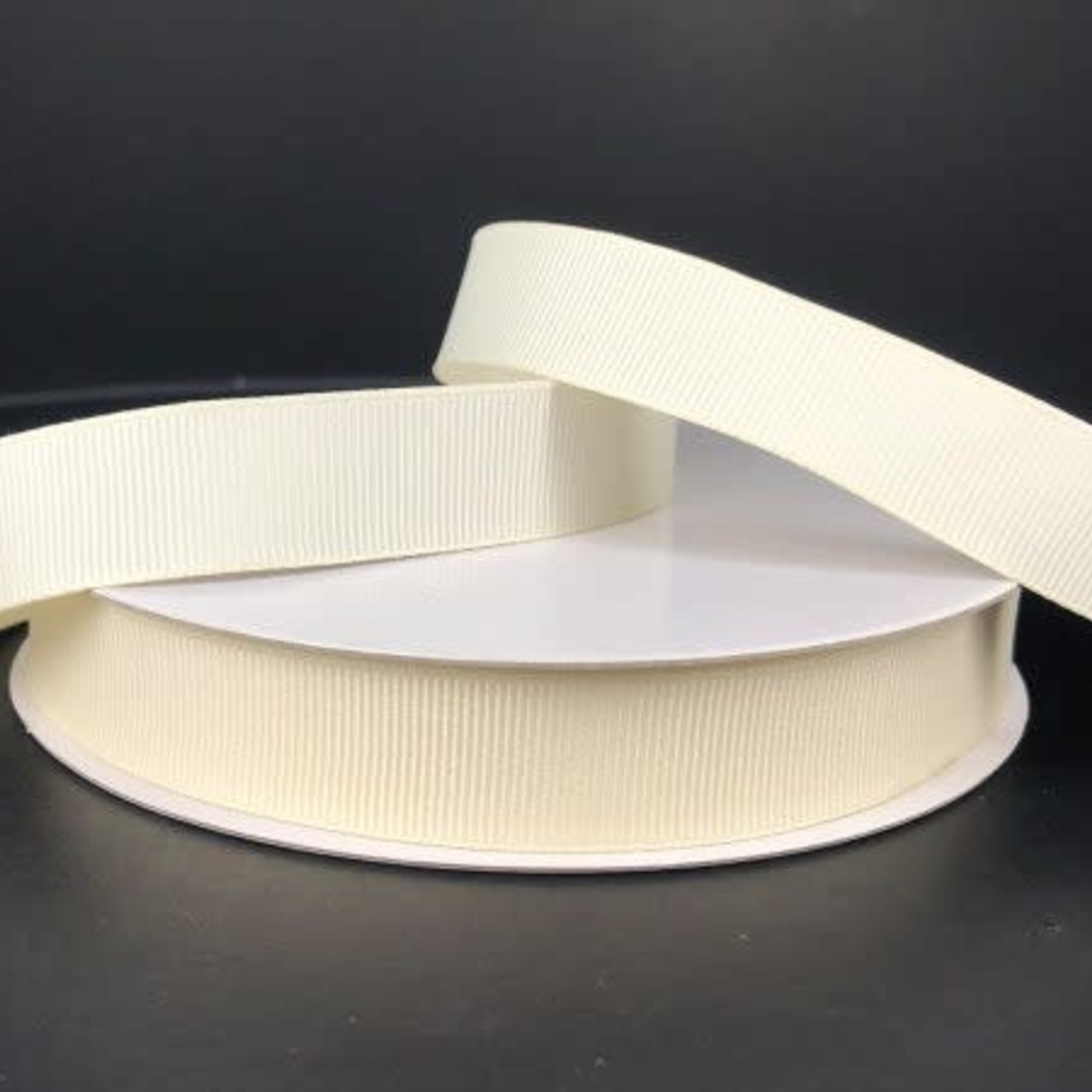 SOLID GROSGRAIN NON WIRED EDGE 5/8"" x 25 YD IVORY