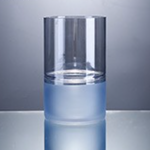 8”H X 5” BLUE STAINED GLASS CYLINDER FROSTED BLUE BOTTOM
