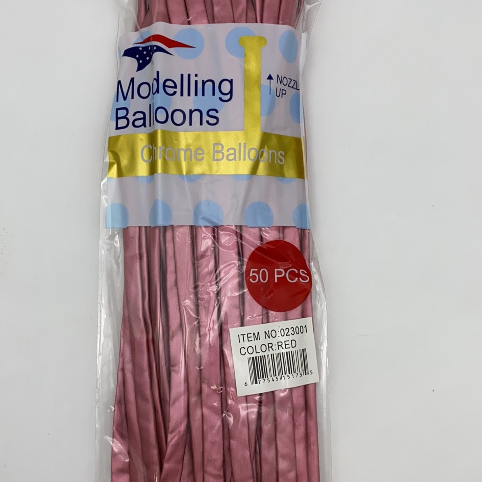 50 CT RED CHROME  MODELLING BALLOONS