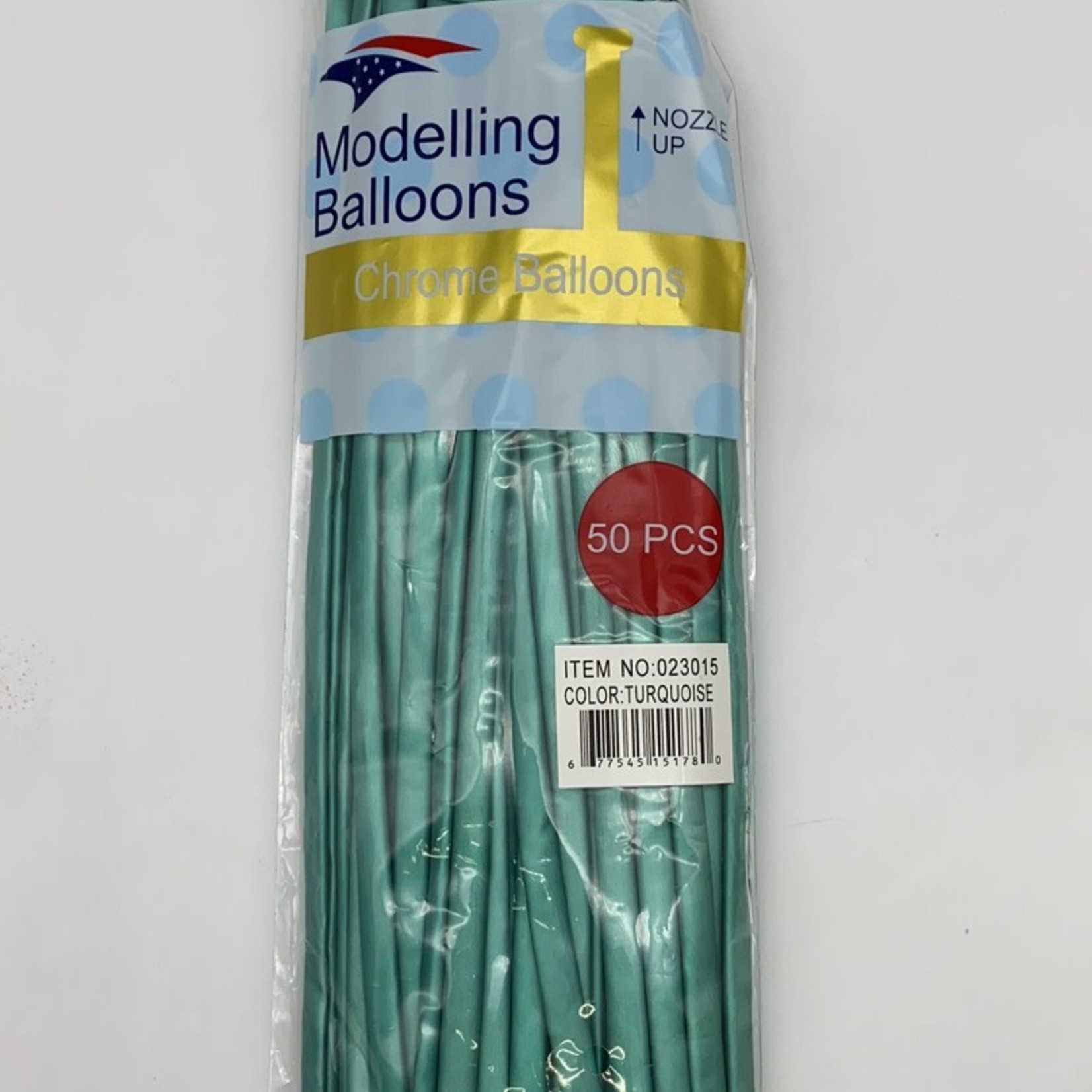 50 CT TURQUOISE CHROME MODELLING BALLOONS