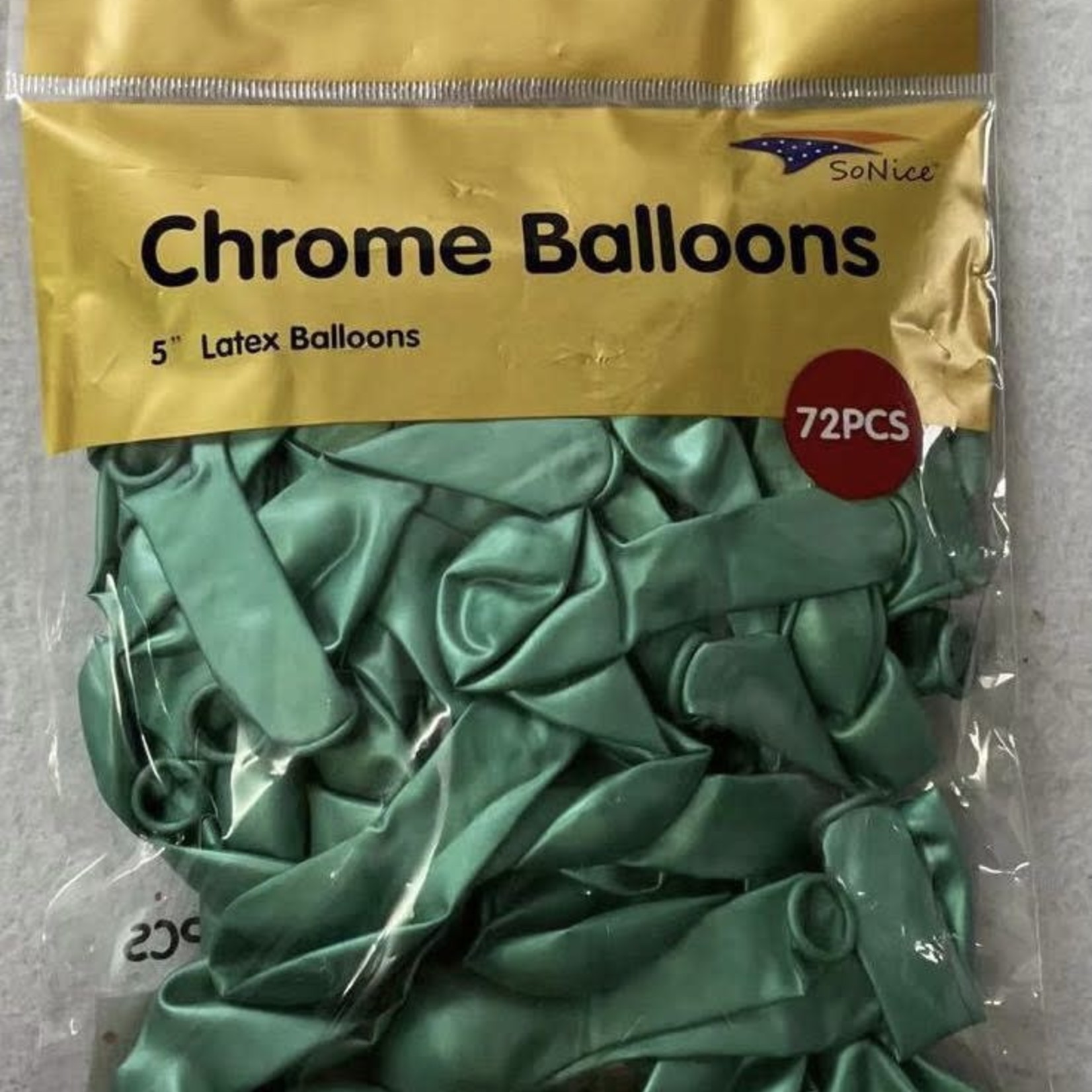 72 CT TURQUOISE 5'' CHROME BALLOON,72 pieces, reg $7.99