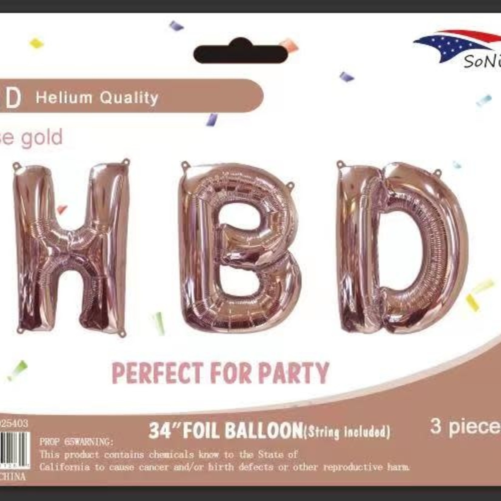 34'' ROSE GOLD HBD BALLOON BANNER reg $9.99