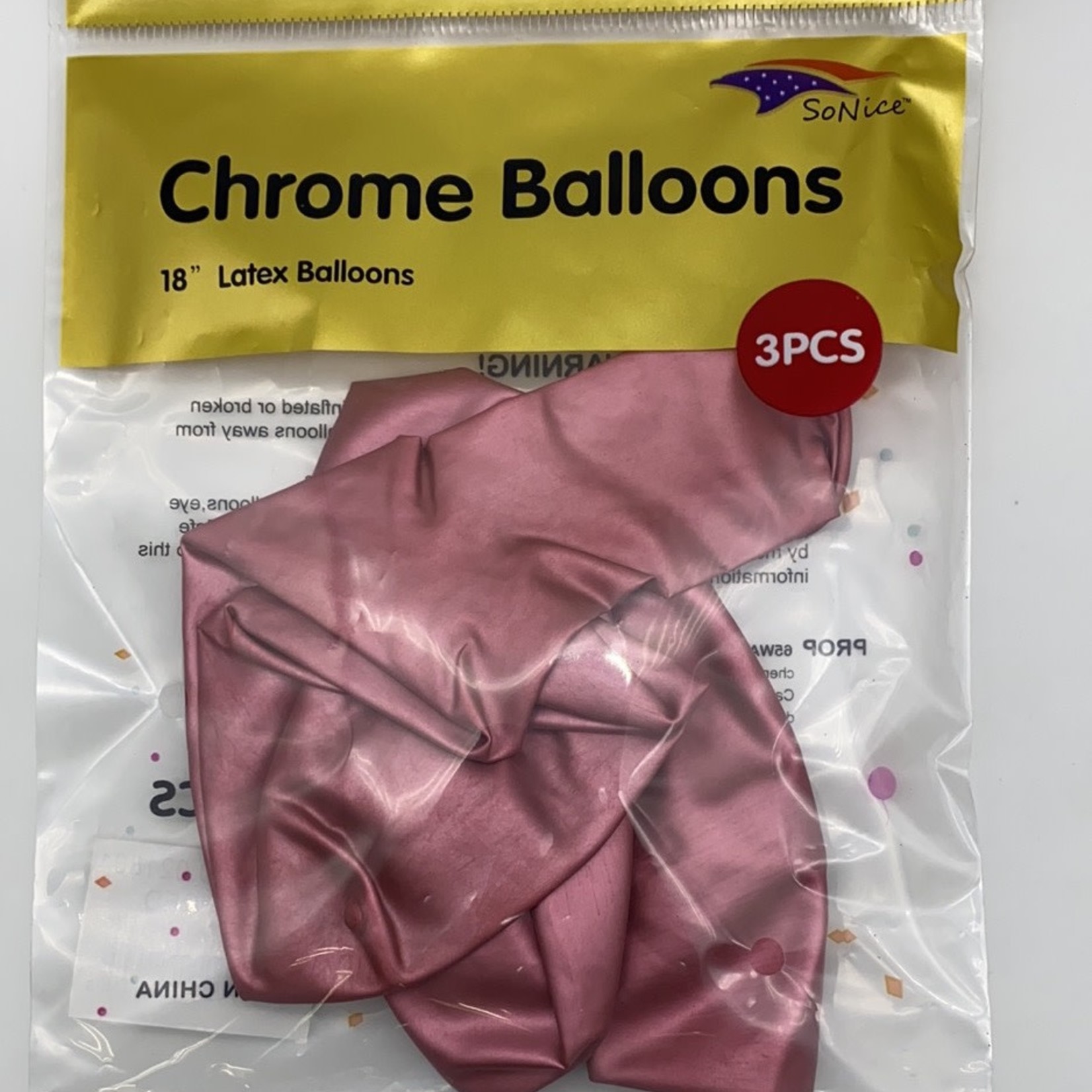 18'' CHROME BALLOON 3 PIECES RED