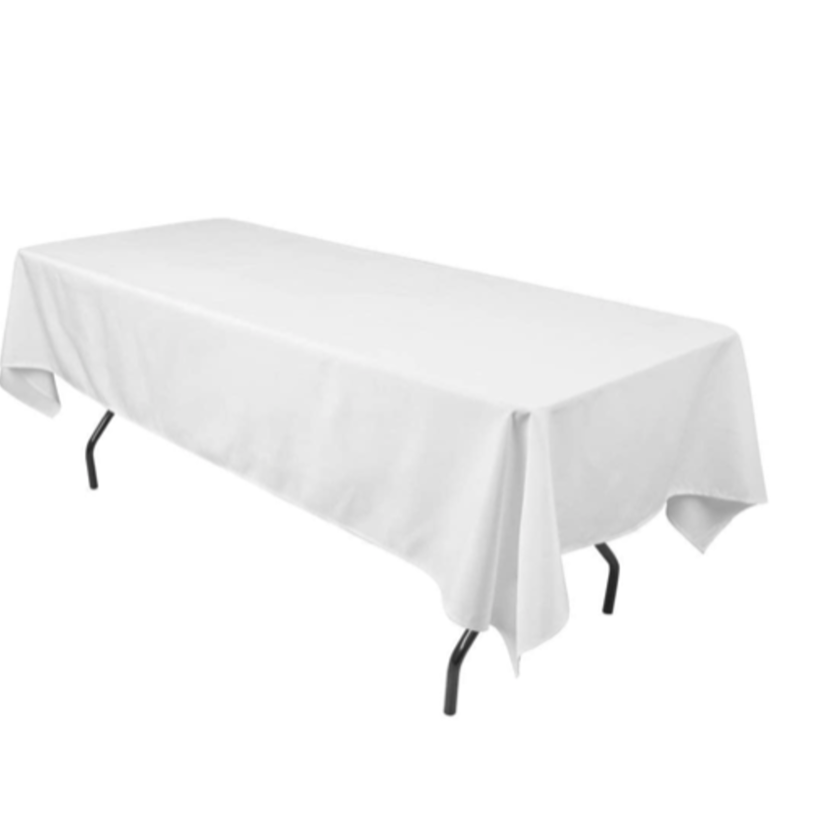 56" X 110" WHITE RECTANGLE POLYESTER TABLECLOTH, 1 PC/PACK
