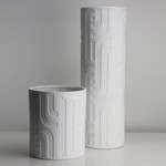 18”H X 6”D MATTE WHITE PATTERN VASE