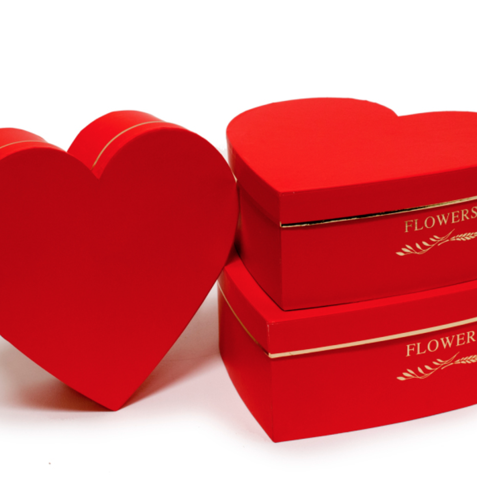 10” x 9.9” x 3.7”H Royal Red and Gold Heart-Shaped Box SMALL