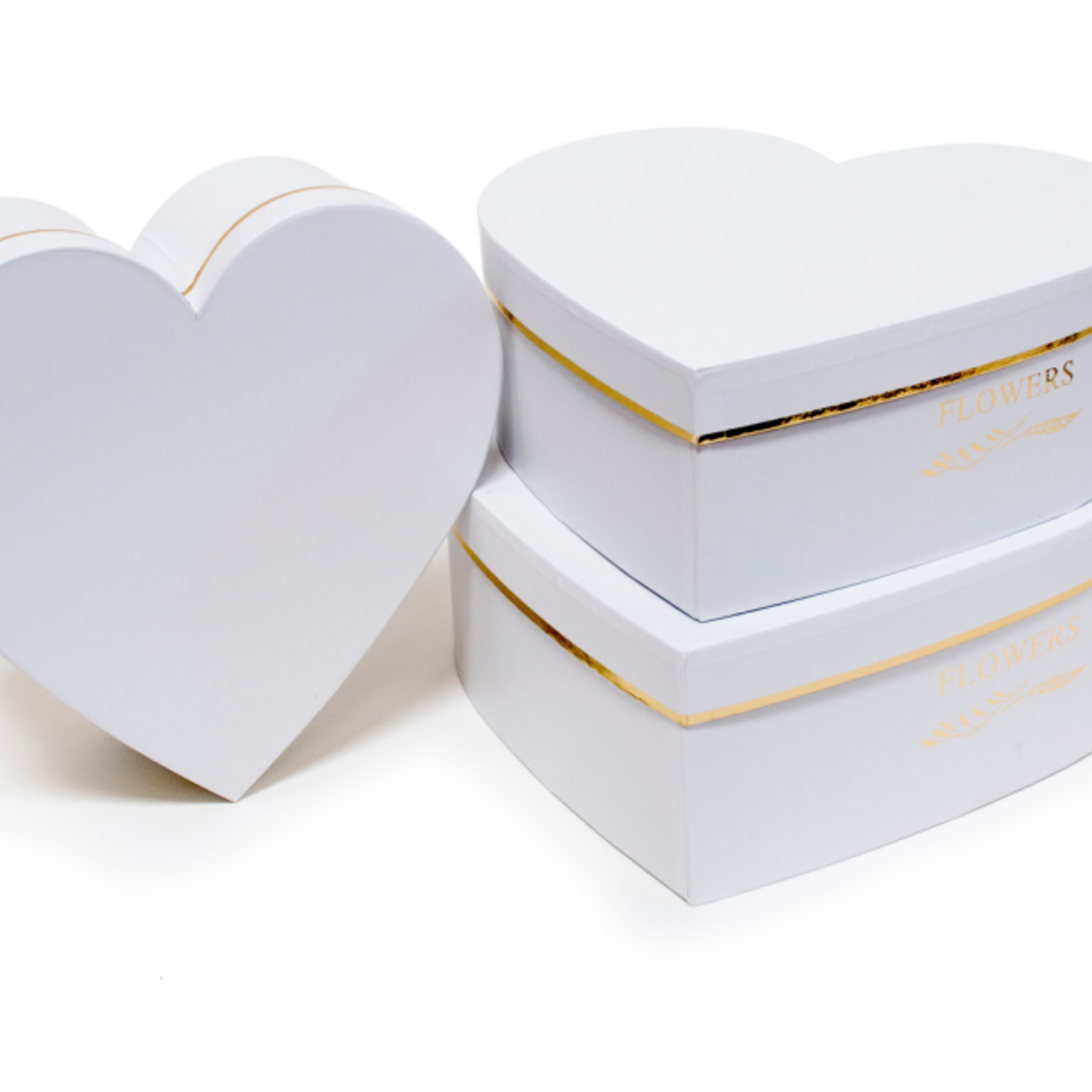 10” x 9.9” x 3.7”H  Royal White and Gold Heart-Shaped Box SMALL