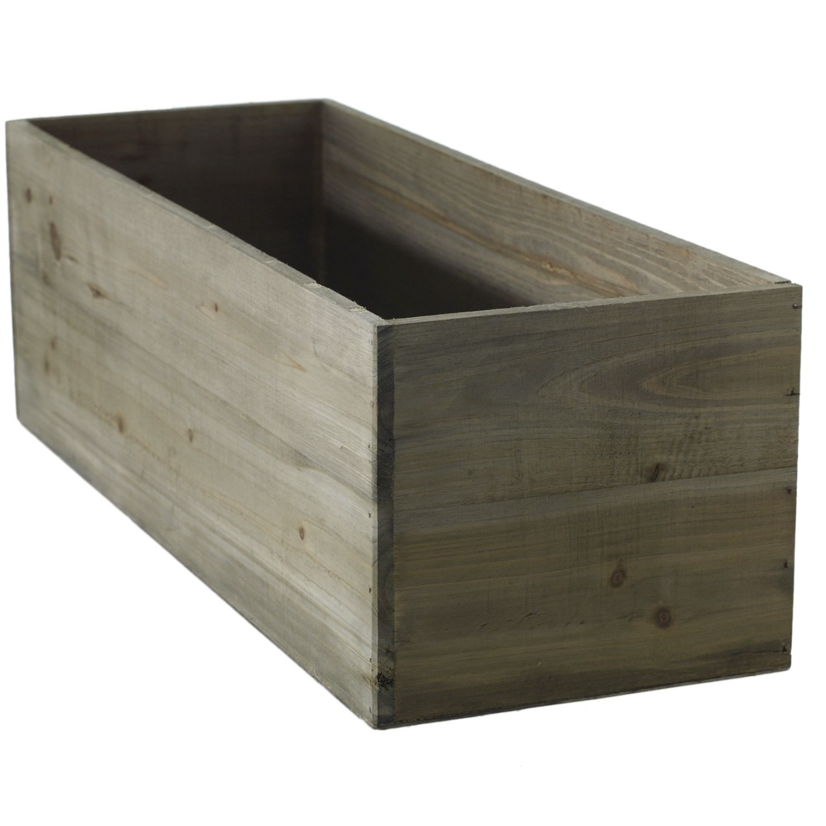 18.25” x 6.5” x 5.75”H WHITE WASH LOW RECTANGLE WOODLAND PLANTER (AD)