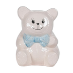 6.5’’ TEDDY BEAR POTTERY, W/BLUE, reg $8.99
