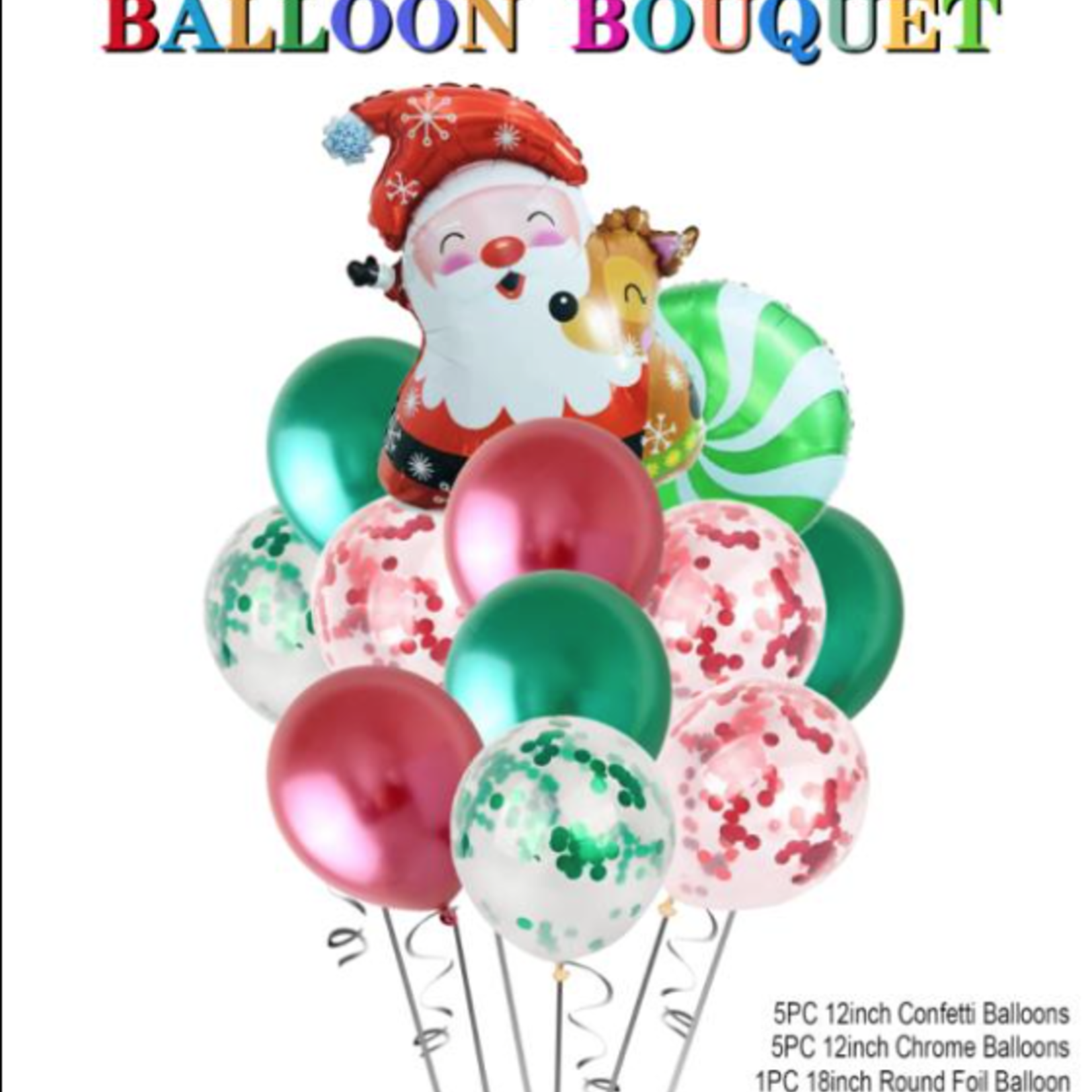 12 PC SANTA BALLOON BOUQUET