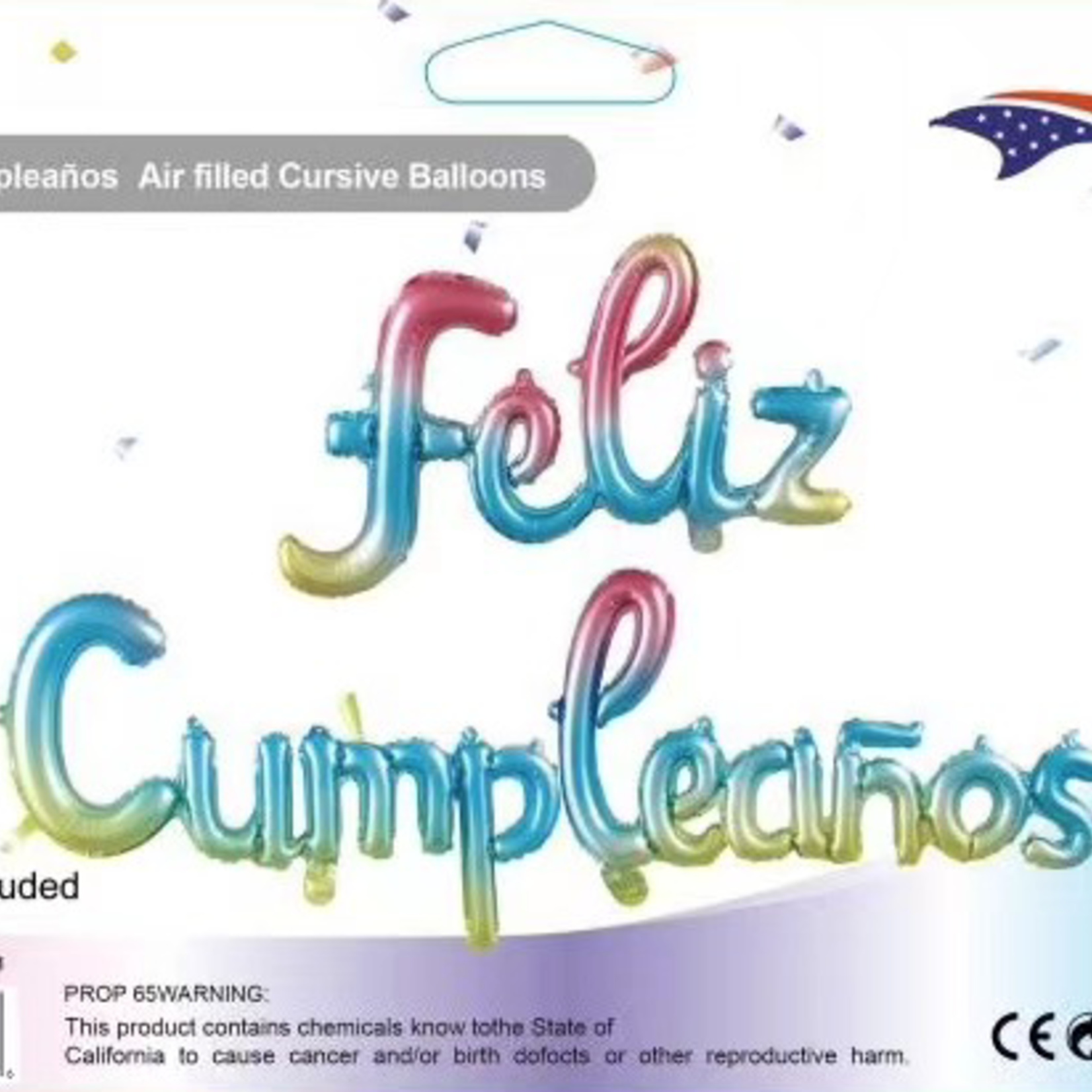 ''FELIZ CUMPLEANOS" RAINBOW CURSIVE BALLOON KIT