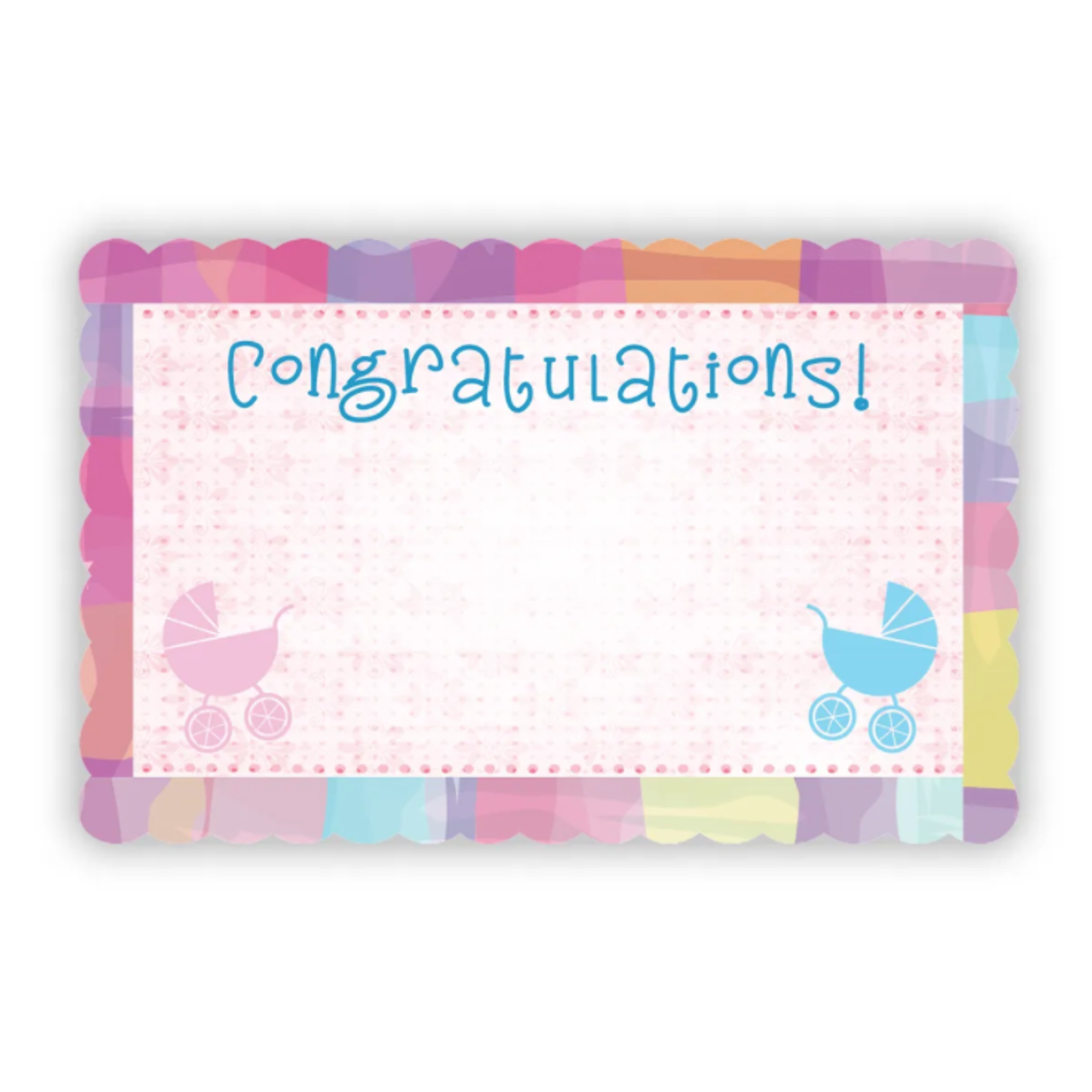 "Congratulations" : Colorful border with embossed carriages