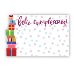 "Feliz Cumpleanos" : Stack of gifts ENCLOSURE CAPRI CARDS