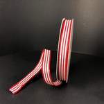 3/8'' X 10 YDS WIRED RED AND WHITE STRIPE GROSGRAINES